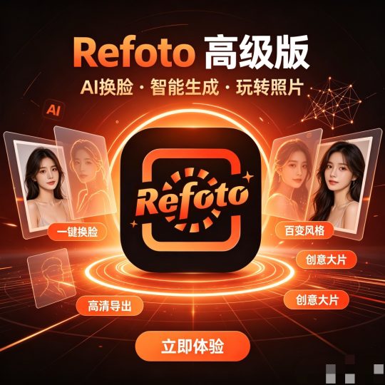 Refoto高级版⭕智能AI换脸🔥解锁百变🔥人像生成-个人优选资源共享