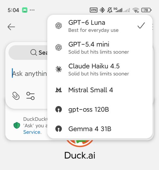 DuckDuckGo内置免翻GPTAI对话生图-优选资源共享