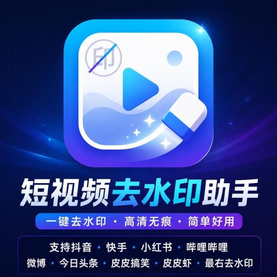 【原创开发】去水印助手支持九大主流视频平台视频解析去水印-优选资源共享